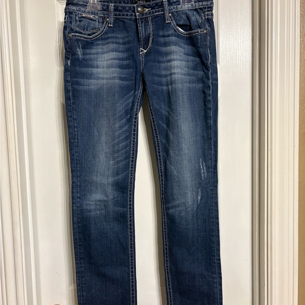 Skinny Mid-Rise Jeans in Dark Blue Wash
